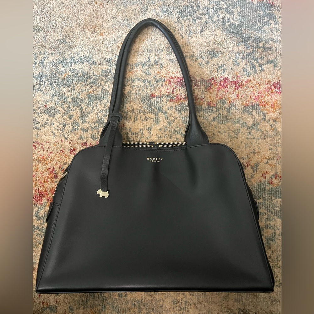 Radley London Black Leather tote purse. New
